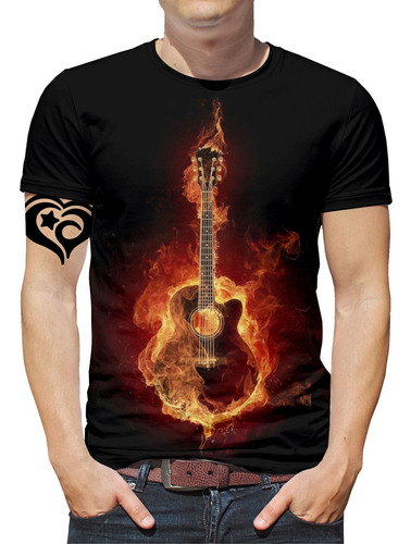 Camiseta Violão Plus Size Masculina Guitarra Musica Est2