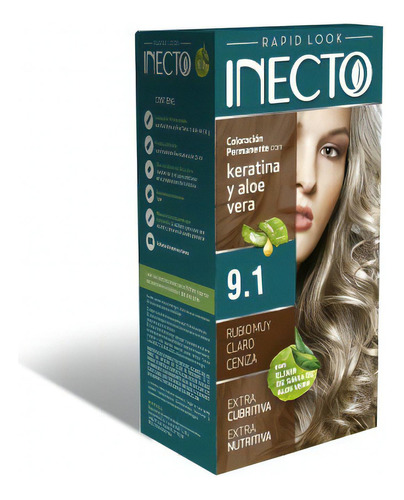  Inecto Kit Coloración Permanente Con Keratina Y Aloe Vera Tono 9.1 rubio muy claro ceniza