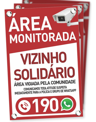 Placa Vizinho Solidário - Whatsapp - 20 Unidades - 20x30cm