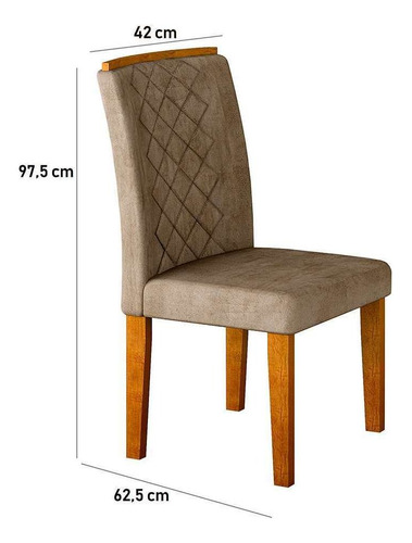 Conjunto De Mesa De Jantar Com Vidro E 6 Cadeiras Maia I ... Cor Marrom Médio