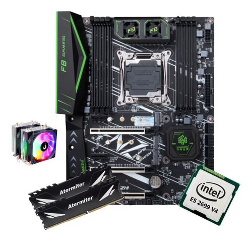 Kit Gamer Placa Mãe X99 Huananzhi F8 Xeon E5 2699 V4 32gb