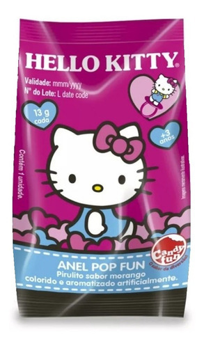 Doce Pirulito Anel Pop Fun Hello Kitty Caixa Com 32 Dtc 4304