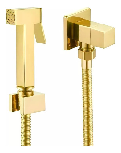 Ducha Higiênica Quadrada Chuveirinho Banheiro Dourada Metal
