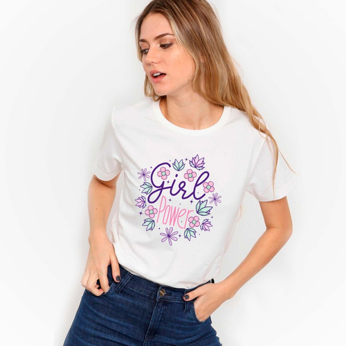 Remera Blanca Girl Power Modal Calidad Premium