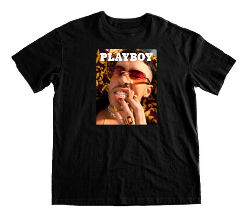 Polera Estampada De Algodón Orgánico Bad Bunny Playboy