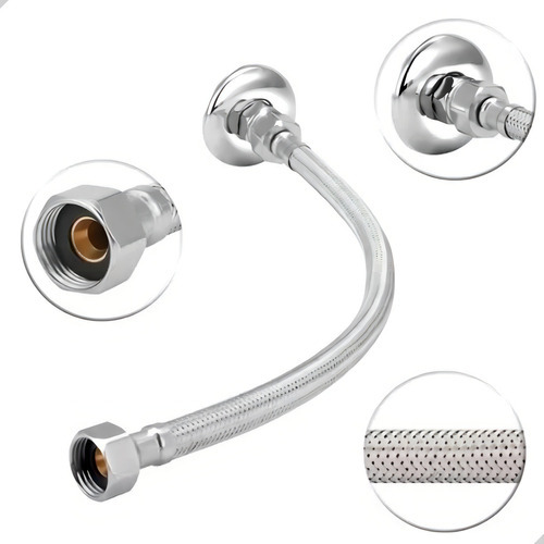 Kit 10 Engate Flexível Rápido Mangueira Rabicho 60cm Inox Trançado 1/2 Polegada Macho Femea Pedal Pulse Água Quente Fria Para Pia Torneira Cuba Bidê Maquina De Lavar Banheiro Cozinha Caixa De Descarga