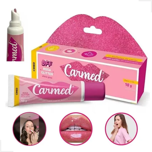 comprar Hidratante Labial Carmed Bff Rosa Glitter Efeito Gloss 10g