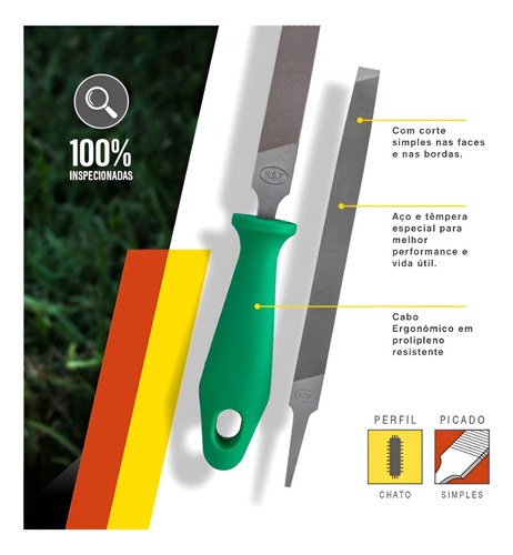Lima K&f Com Cabo P/ Enxada Foice E Facão 8 Polegadas 20cm