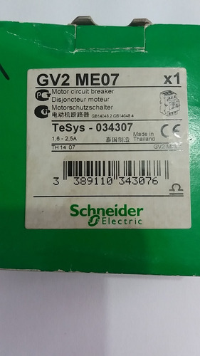 Guardamotor De 1.6 A 2.5 Amp Gv2me07 Schneider Electric