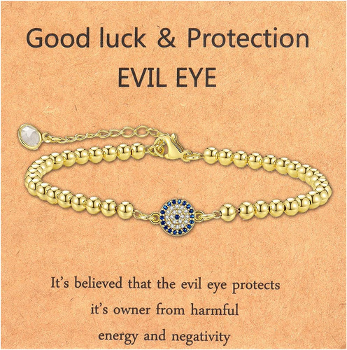 Pulsera De Cuentas De Mal De Ojo De Oro Cz Amuleto De Ojo Az