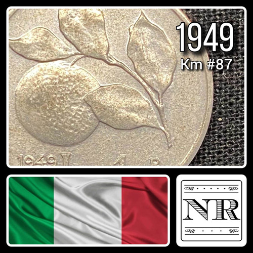 Italia - 1 Lira - Año 1949 - Km #87 - Agricultura Y Naranjo