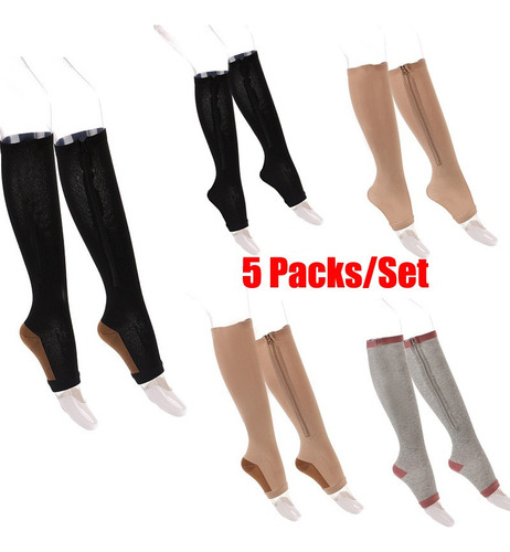 Calcetines Para Venas Varicosas Con Cierre, 5 Pares