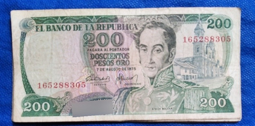Billetes De 200 Pesos Cafeterito, Año 1975, 9 Dígitos 