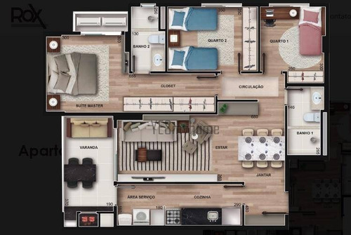 Rox Cabral - Apartamento De 85 M², 3 Quartos, 2 Vagas - Curitiba - Ap3344
