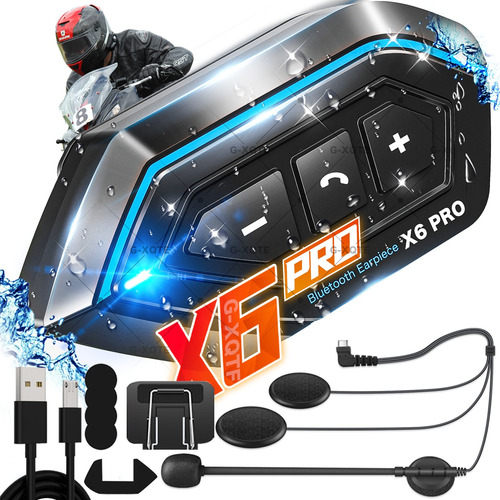 Audífonos Para Casco De Motos X6 Pro Bluetooth Impermeables