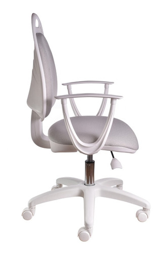 Silla Blanca Diva De Escritorio Ofice Neumática Tela Gris