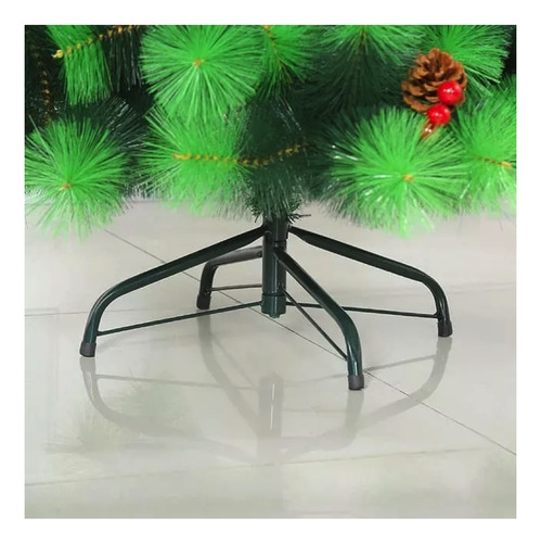 Arbol Navideño Tipo Aguja Color Verde 180cm Con Pinos Rojos