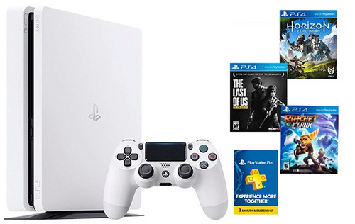 Consola Ps4 Slim 500gb Blanca + 3 Juegos + 3 Meses Plus