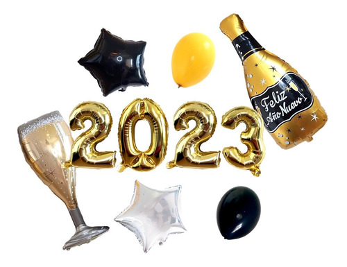 Globos Metalicos Happy New Year Fiesta Año Nuevo 2023