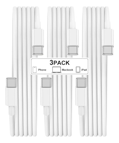 Cable De Carga Usb C A Usb C,3pack 6ft 60w Tipo C A Tipo C C