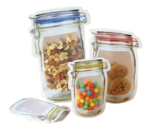 Kit Com 6 Sacos Zip Lock Reutilizável Ecobag Pote Hermético
