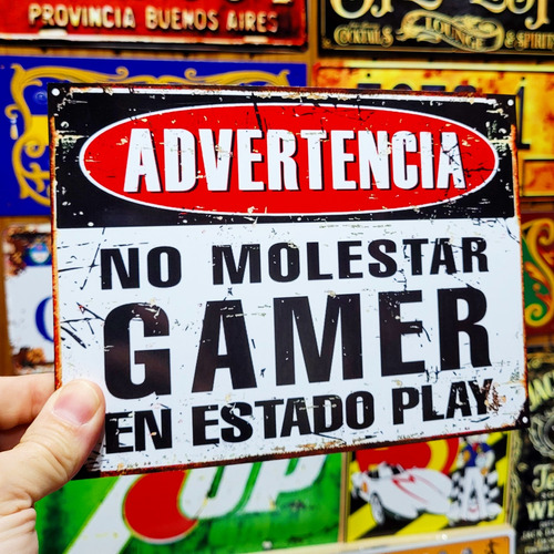 Cartel Chapa Decorativo Gamers Playstation Arcade Apto Exter