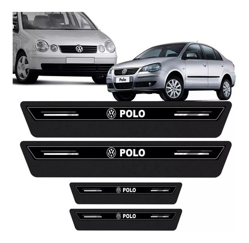  Kit 8 Adesivo Soleira Premium Porta Polo Hatch Sedan Preto