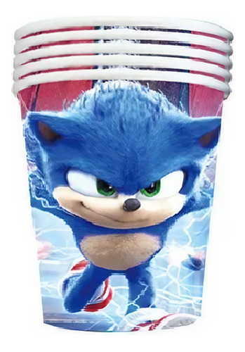 Cumpleaños Sonic Cotillon Pack 10 Vasos 