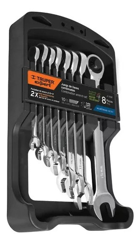 Juego Llaves Combinadas Con Matraca 8 Pzas Mm Truper 15816