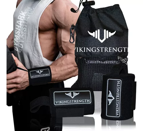  VIKINGSTRENGTH Muñequera para levantamiento de pesas, crossfit,  culturismo y fitness. Muñequeras para aliviar el dolor y recuperarse.  Correa de muñeca para hombres y mujeres + aplicación de : Deportes y  Actividades