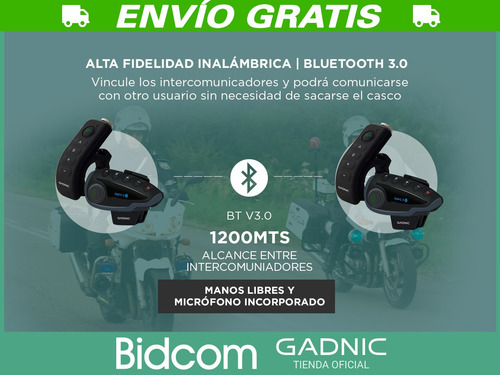 Imagen 3 de 10 de Kit Intercomunicadores X 2 Gadnic G800 Bluetooth Casco Moto