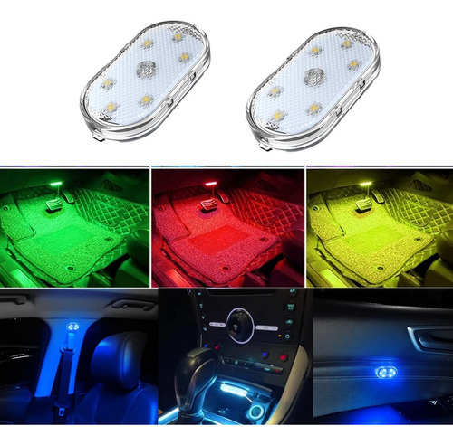 2 Pcs Car Led Lights Interior, 7 Colores Ambient Lighting Ca