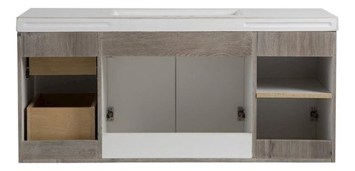 Mueble Para Baño Stella 123.2 X 47.6 X 56.5 Cm Lavabo Blanco Mueble Gris