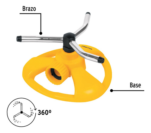 Aspersor Giratorio De 3brazos Con Base Plástica Pretul 20065