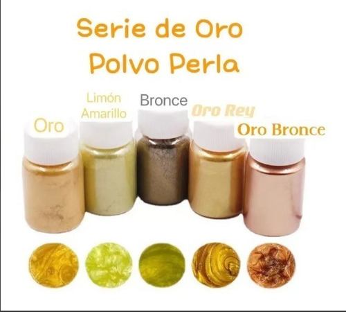 250ml Pigmentos Polvo Perla  Resina Serie Oro 5 Colores