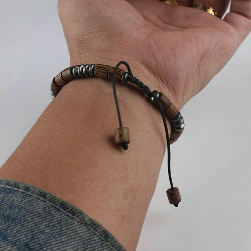 Imagen 6 de 10 de Pulseras Hombre Brazalete Madera Pulseras Piedras Naturales