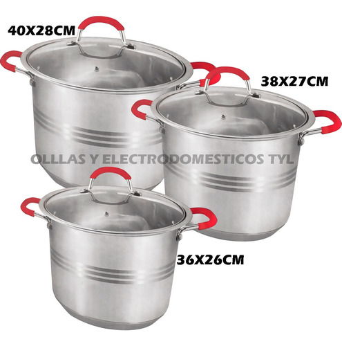 Ollas Grandes Valeska 6 Pcs En Acero Quirúrgico De 9 Capas