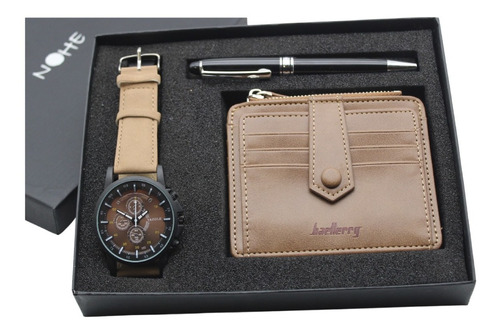 Reloj Hombre, Tarjetero Y Pluma Set De Regalo Estuche