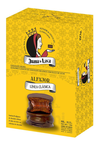 Imagen 1 de 6 de Alfajor Clasico Chocolate Negro Juana La Loca X 10 Unidades