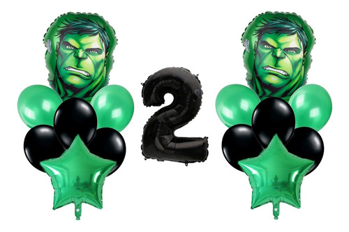 Set De Globos Metalizados Hulk Decoración De Cumpleaños #2