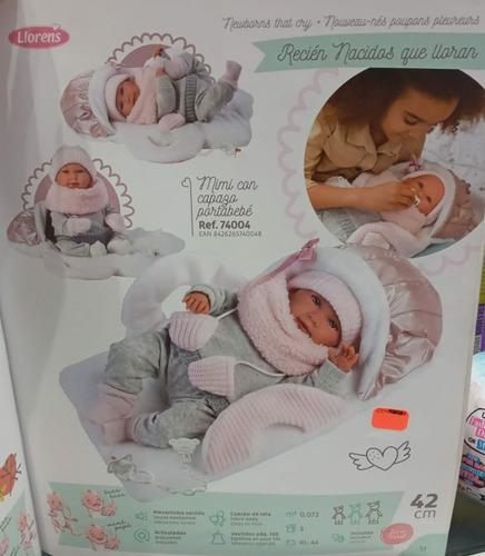Muñeca Llorens Mimi Sonidos Con Capazo 42cm Portabebe España
