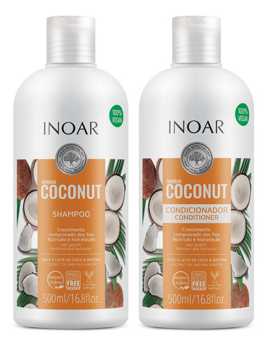 Duo Kit Bombar Coconut Shampoo + Condicionador 500ml - Inoar