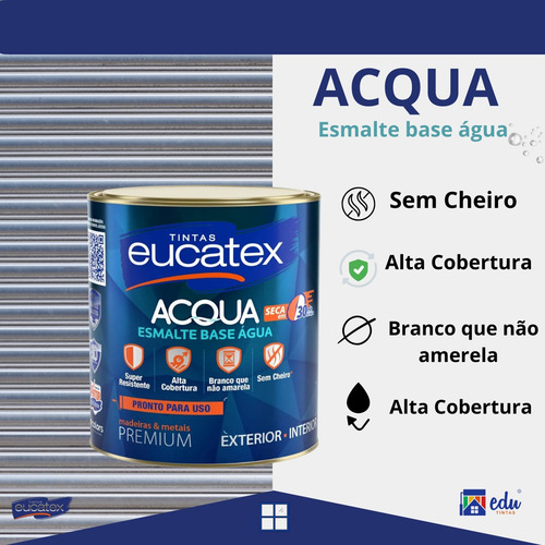 Tinta Esmalte Base Água Eucatex Acqua Fosco 900ml Quartinho