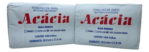 Papel Toalha Interfolhado 20x21 100% Celulose Branco
