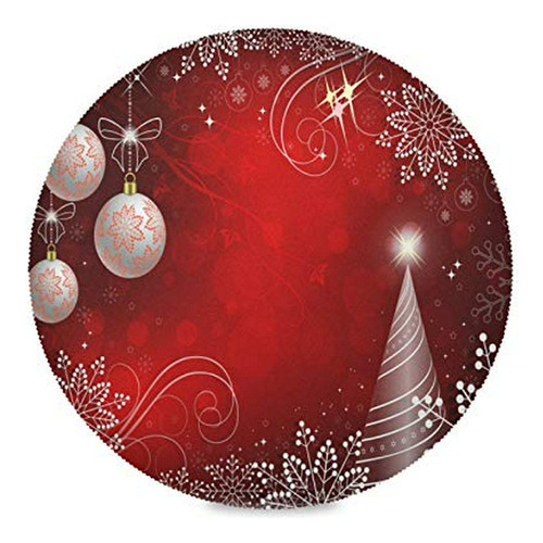 Alaza Red Bright Christmas Round Placemats For Dining Table 