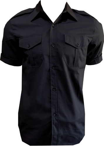 Camisa Manga Corta Policial Negra