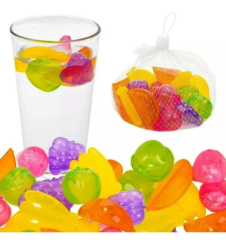 Kit 12 Cubos Hielo Plástico Reutilizables En Forma De Frutas