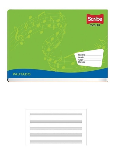 4 Cuadernos De Musica Pautado Scribe 50 Hj Engrapado