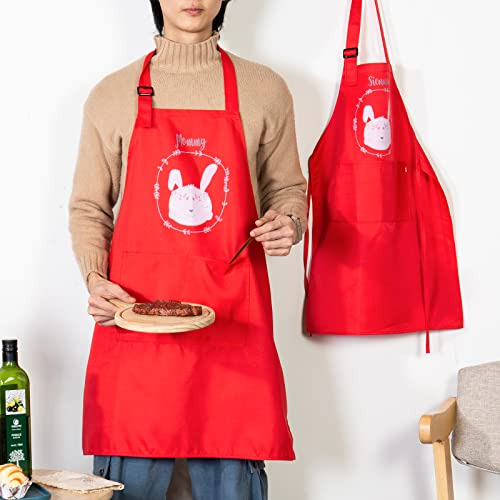 Delantales De Cocina De Pascua Con 2 Bolsillos Con Conejo Y