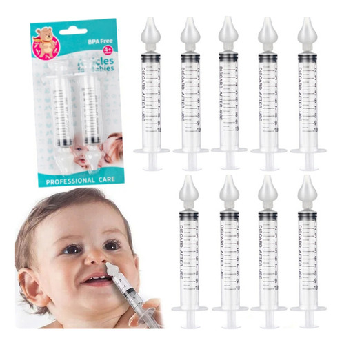 Jeringa De Lavado Nasal Para Niños De 10 Ml, 10 Unidades Qsw